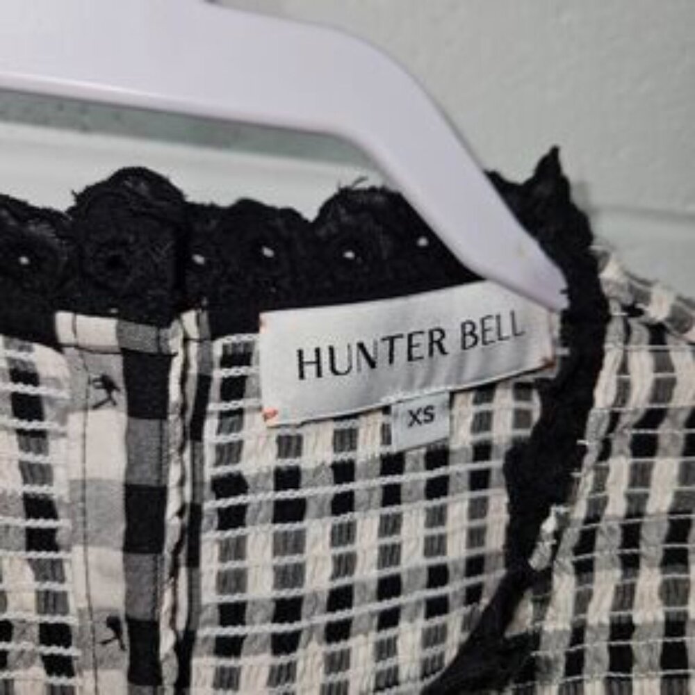 Hunter Bell Megan Gingham Smocked Puff Sleeve Checkered dress Size Xs - Picture 3 of 7